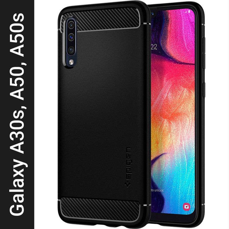 Spigen Rugged Armor Back Cover for SAMSUNG Galaxy A50s, SAMSUNG Galaxy A30s, SAMSUNG Galaxy A50  (Black, Rugged Armor, Pack of: 1)
