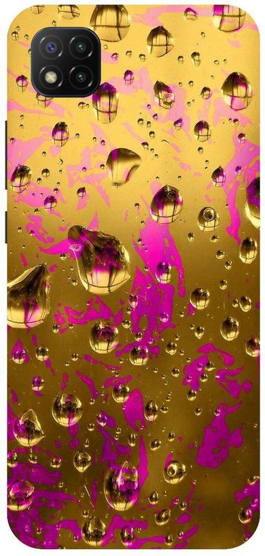 UMPRINT Back Cover for Poco C3/MZB07RJIN Gold Pink Drops Printed Back Cover  (Multicolor, Hard Case, Pack of: 1)