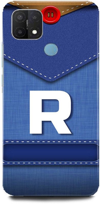 WallCraft Back Cover for OPPO A15s, CPH2179 R, R LETTER, R NAME, BLUE, JEANS, R ALPHABET, ALPHABET  (Multicolor, Dual Protection, Pack of: 1)