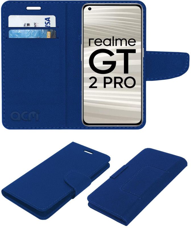 ACM Flip Cover for Realme Gt 2 Pro  (Blue, Cases with Holder, Pack of: 1)