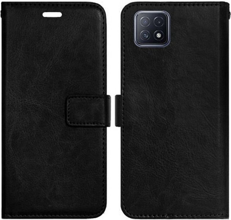 Realgo Flip Cover for Oppo A73 5G  (Black, Pack of: 1)