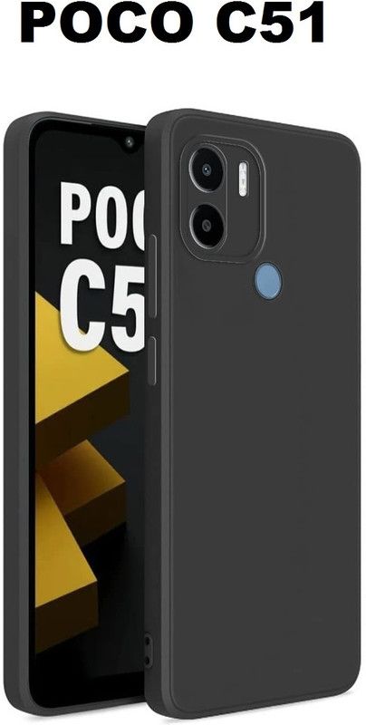 Casehub Back Cover for POCO C51  (Black, Camera Bump Protector)