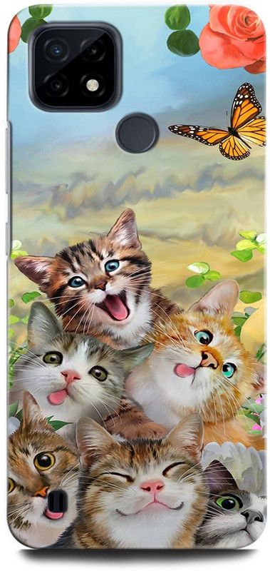 ORBIQE Back Cover for Realme C25Y RMX3265 CAT, CUTE CAT, BUTTERFLY, FUNNY CAT, CAT LOVE, NATURE  (Multicolor, Hard Case, Pack of: 1)