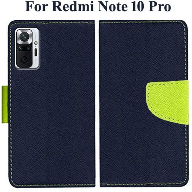 Mehsoos Flip Cover for Redmi Note 10 Pro, Redmi Note 10 Pro Max  (Blue, Dual Protection, Pack of: 1)