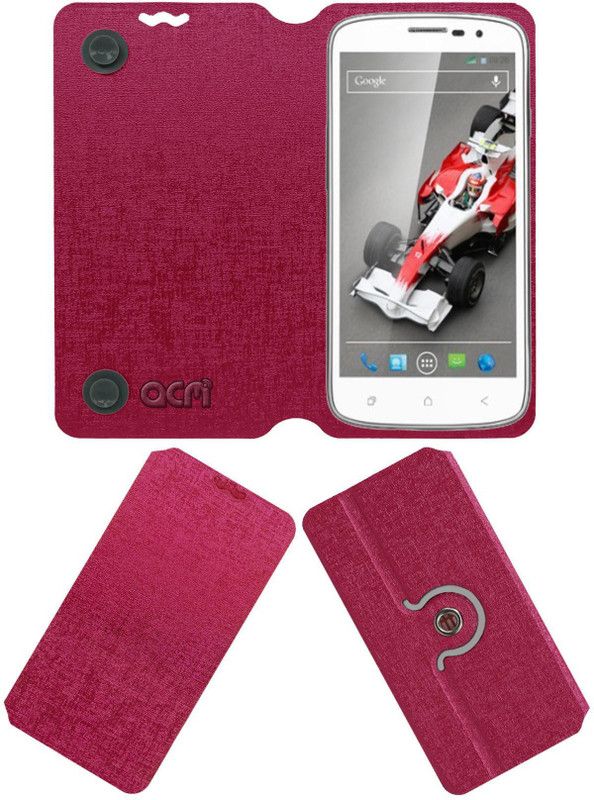 ACM Flip Cover for XOLO Q1000 Opus  (Pink, Cases with Holder, Pack of: 1)