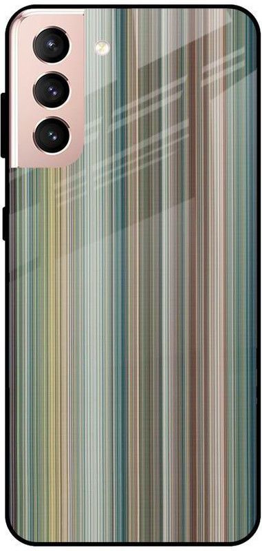 QRIOH Glass Back Cover for Samsung Galaxy S21  (Grey, Blue, Grip Case, Silicon, Pack of: 1)