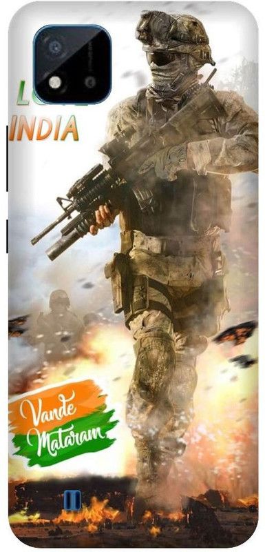 3D U PRINT Back Cover for Realme C20 ,RMX3061,RMX3063 Army Pattern,indian army  (White, Waterproof, Pack of: 1)
