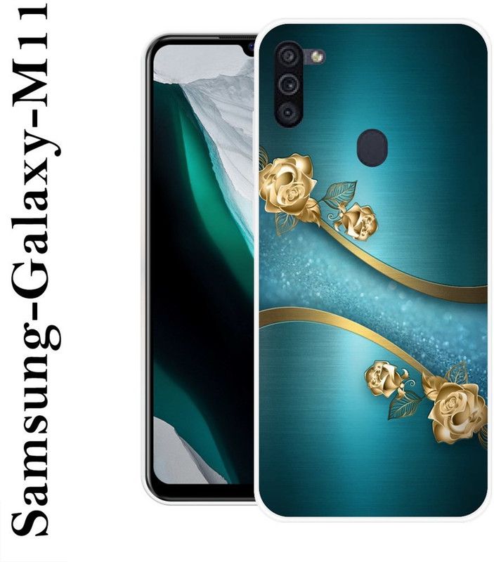 INDIALAND Back Cover for Samsung Galaxy M11  (Blue, Gold, Grip Case, Silicon)