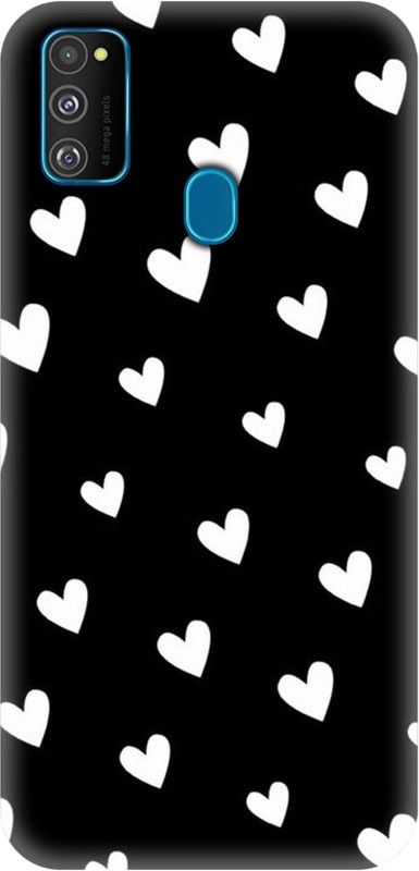 Smutty Back Cover for Samsung Galaxy M21, SM-M215F, SM-M215F/DS - White Hearts Print  (Multicolor, Hard Case, Pack of: 1)