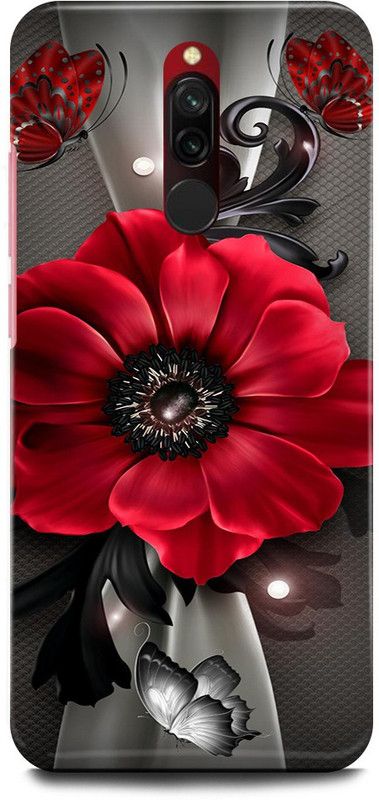 FRONK Back Cover for Redmi 8, M1908C3II, RED, FLOWER, NATURE, GRAPHIC  (Red, Hard Case)