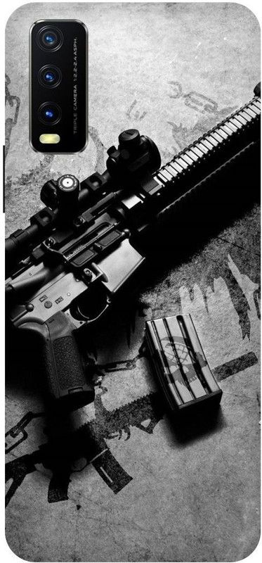 Bluvver Back Cover for Vivo Y12s, V2033, Printed Gun Rifle Back Cover  (Multicolor, Hard Case)