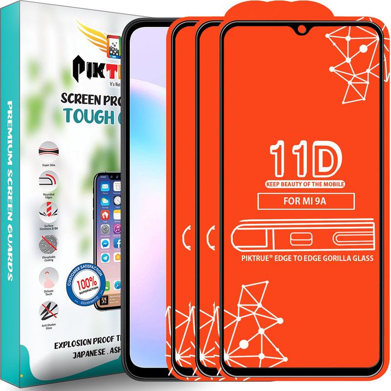 PikTrue Edge To Edge Tempered Glass for Redmi 9A  (Pack of 3)