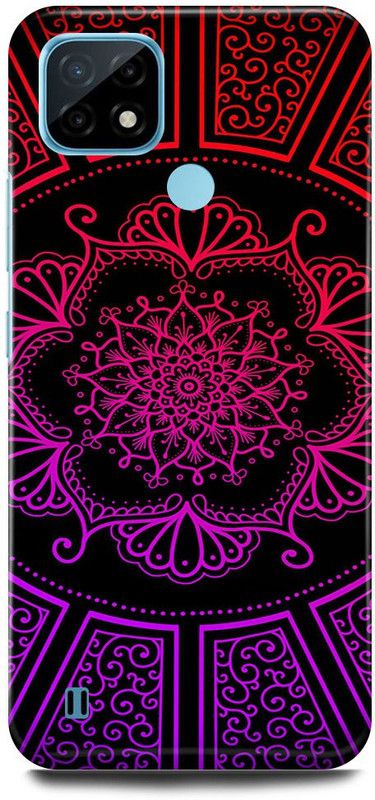 FRONK Back Cover for Realme C21Y, RMX3261, MANDALA, ART, ABSTRACT, ART, RANGOLI, PATTERN  (Purple, Hard Case, Pack of: 1)