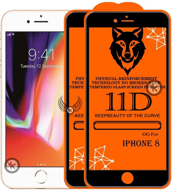 Kreatick Tempered Glass Guard for IPHONE-8 Edge to Edge Tempered Glass  (Pack of 2)