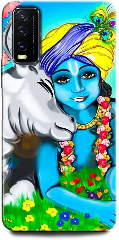 INDICRAFT Back Cover for Vivo Y12G, V2068 KRISHNA, LORD, FLUTE, COLOURFULL, GOD  (Multicolor, Dual Protection, Pack of: 1)