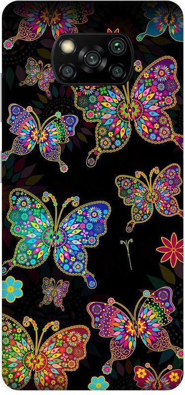 play fast Back Cover for POCO X3, MZB07Z0IN, BUTTER, FLY, BLACK, COLORFUL, BUTTER, FLY  (Multicolor, Hard Case, Pack of: 1)