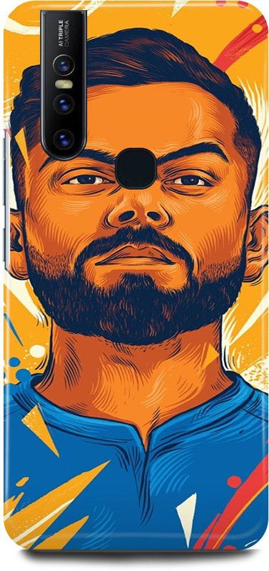 JUGGA Back Cover for Vivo V15, 1819, VIRAT, KOHLI, SKETCH, ART  (Yellow, Hard Case, Pack of: 1)
