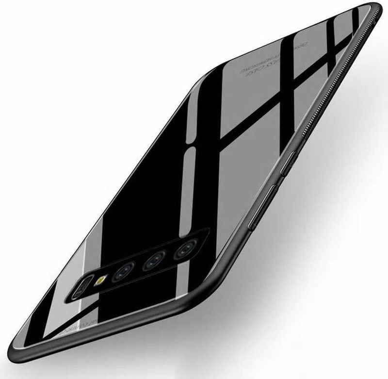 SUNSHINE Back Cover for Samsung Galaxy S10 - Luxurious 9H Toughened Glass Back Case Bumper  (Black, Dual Protection, Pack of: 1)