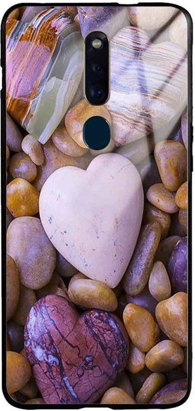 NDCOM Back Cover for OPPO F11 PRO Heart Stones Printed Glass Case  (Multicolor, Grip Case, Pack of: 1)