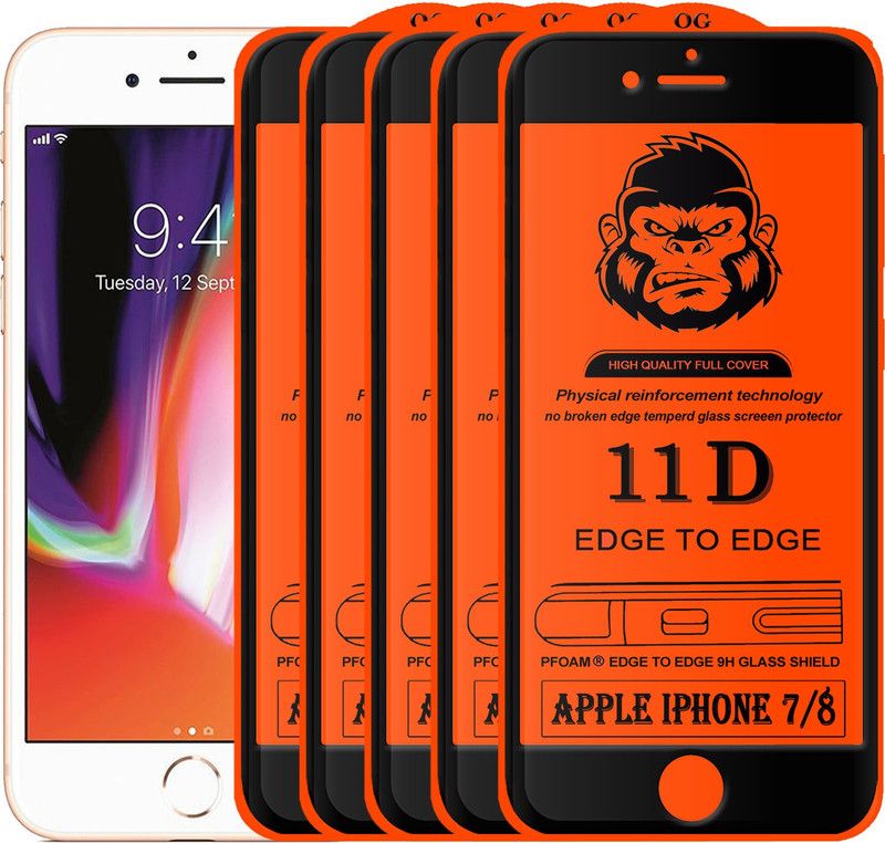 FIVE-O Edge To Edge Tempered Glass for : APPLE IPHONE 8  (Pack of 5)