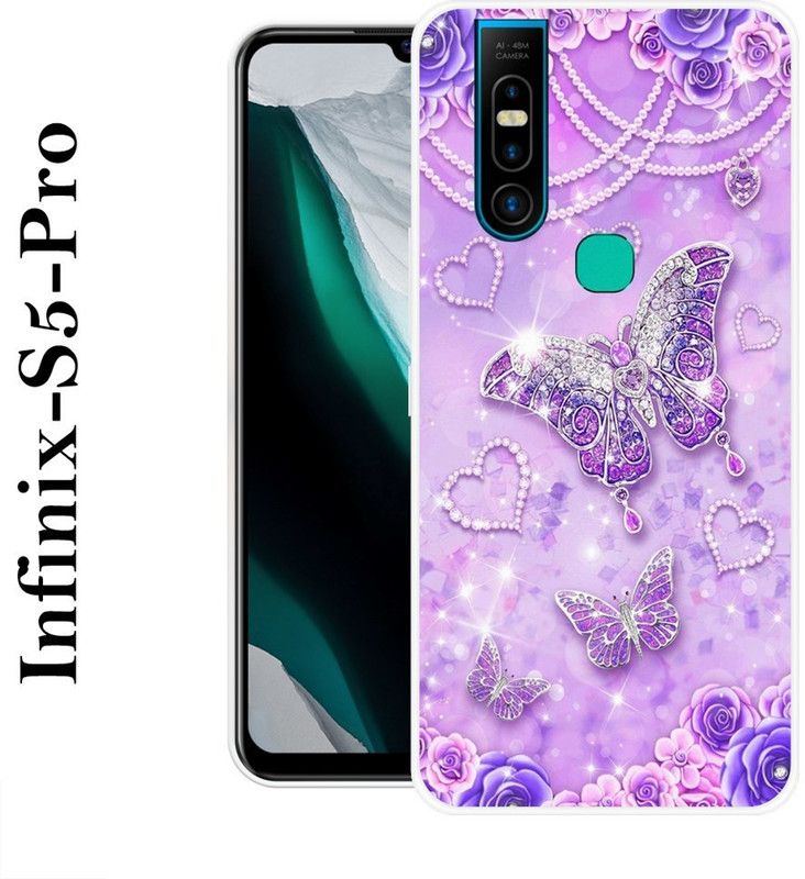 INDIALAND Back Cover for Infinix S5 Pro  (Purple, Silver, Silicon)