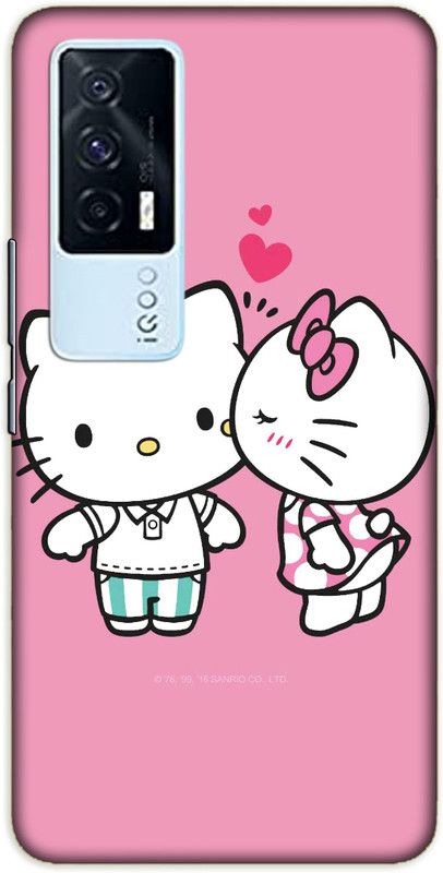 iprinto Back Cover for iQOO 7, iQOO 7 5G Hello Kitty Back Cover  (Pink, Hard Case)