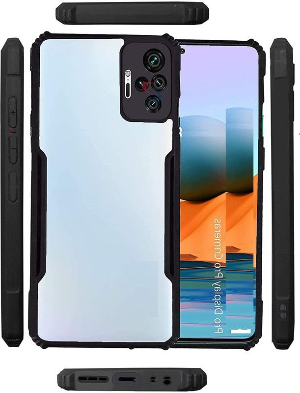 Phone Back Cover Back Cover for Redmi Note 10 Pro  (Black, Transparent, Grip Case, Pack of: 1)