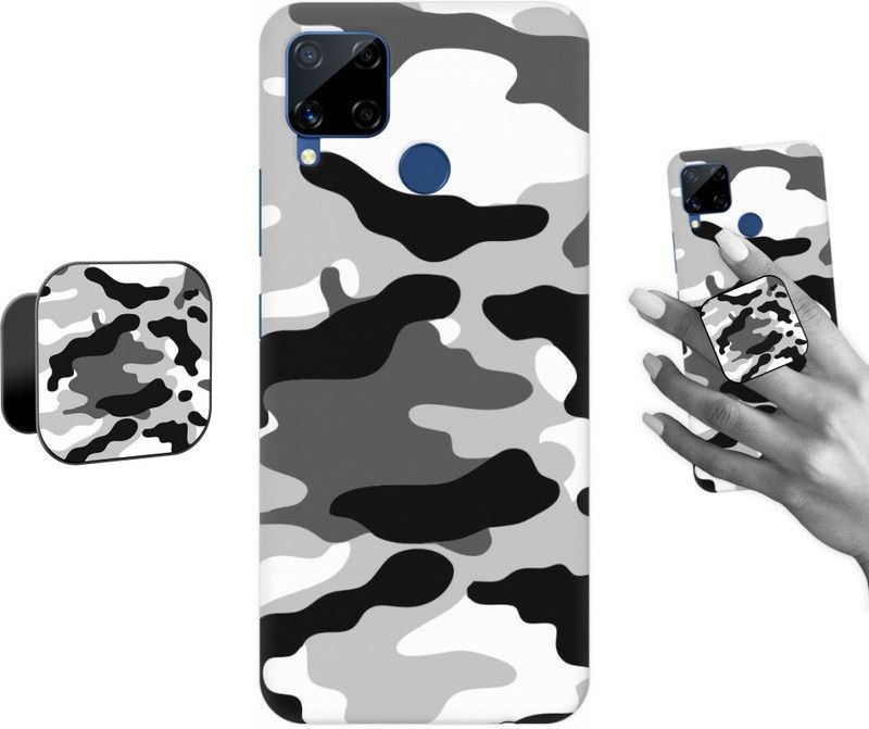 COBIERTAS Back Cover for Realme C15  (Multicolor, Cases with Holder, Pack of: 2)