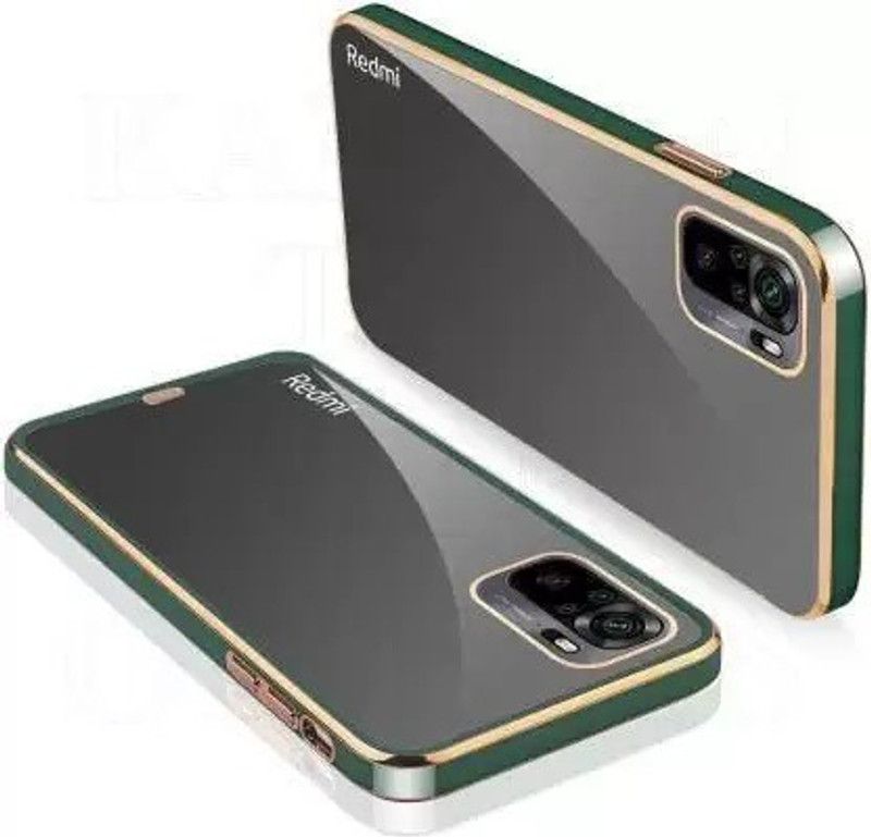 Yebhi Online Back Cover for Xiaomi Redmi Note 10 Note 10s |Electroplated Silicon Golden Plating Crystal Clear Case|  (Green, Grip Case, Pack of: 1)