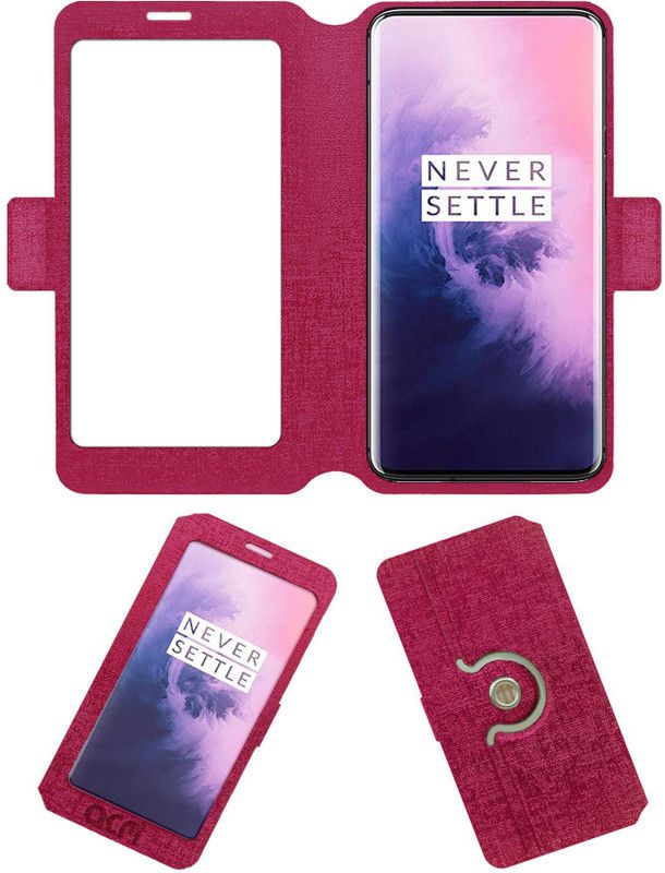 ACM Flip Cover for Oneplus 7t Pro  (Pink, Cases with Holder, Pack of: 1)