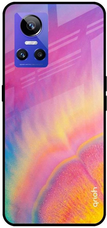 QRIOH Glass Back Cover for Realme GT Neo 3  (Multicolor, Grip Case, Silicon, Pack of: 1)