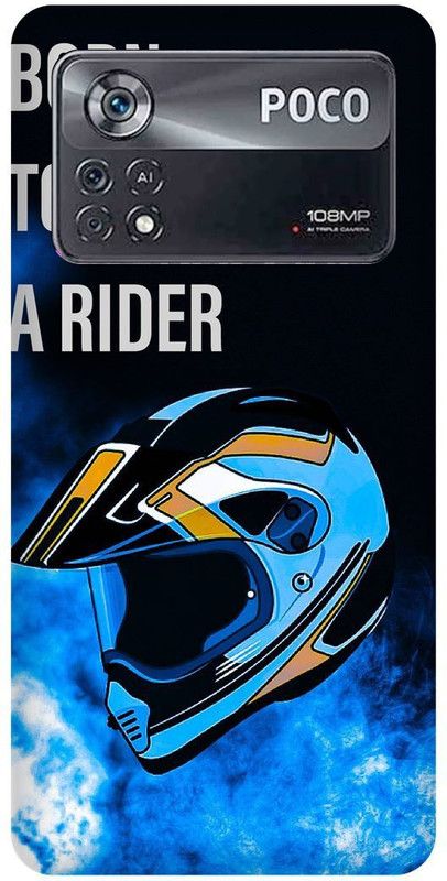 play fast Back Cover for POCO X4 Pro 5G, HELMET, BIKE, RIDER, RACER  (Blue, Hard Case, Pack of: 1)