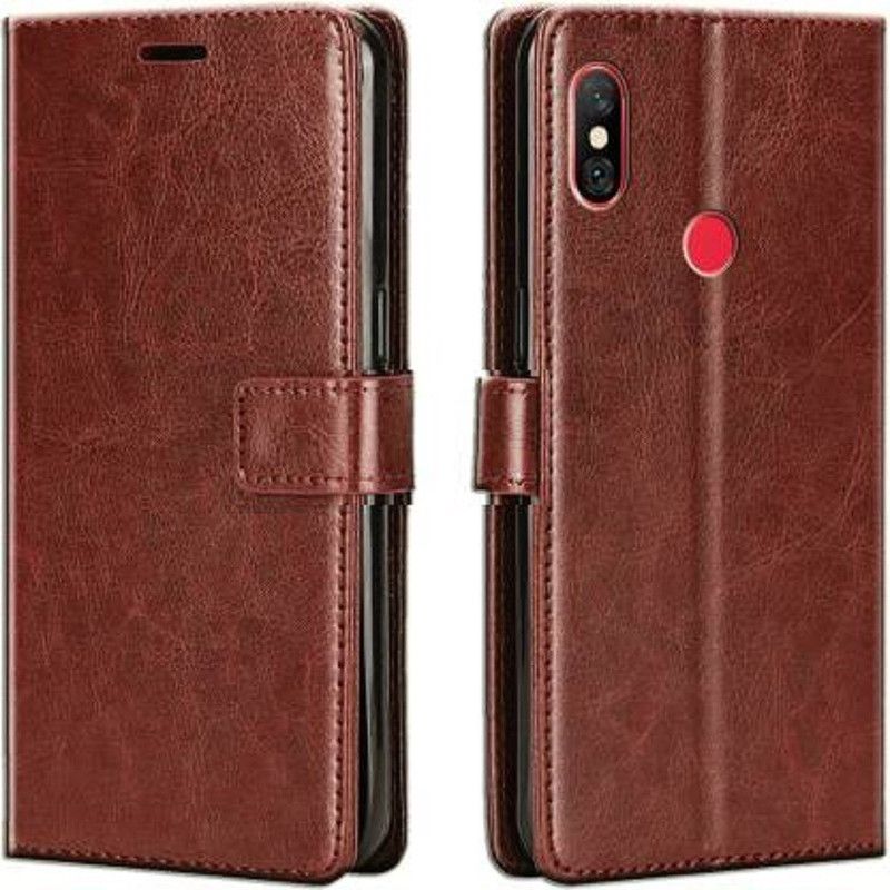 Just Be You Flip Cover for Mi A2 | Leather Finish | Inbuilt Stand & Pockets  (Brown, Dual Protection, Pack of: 1)