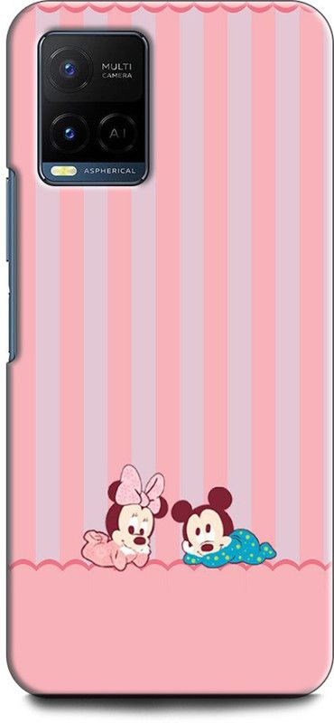 KEYCENT Back Cover for Vivo Y21T MINNIE MOUSE, FINE PINK ART, MICKEY MOUSE, CARTOON  (Multicolor, Shock Proof, Pack of: 1)