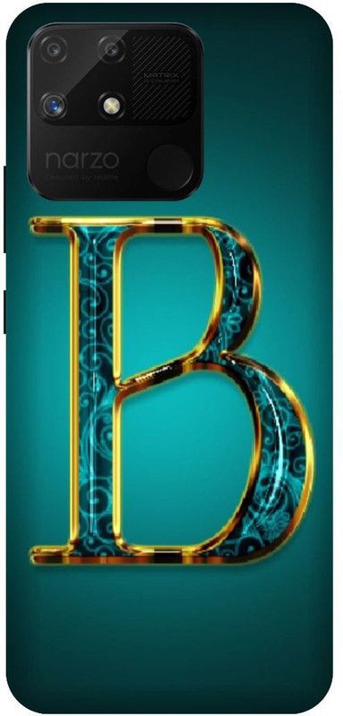 UMPRINT Back Cover for Realme Narzo 50A,RMX3430 B B latter Alphabet Printed Back Cover  (Multicolor, Shock Proof, Pack of: 1)