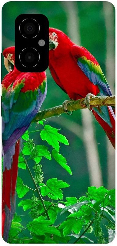 play fast Back Cover for POCO M4 5G, MZB0BRWIN, PARROT, PEIGON, LOVE, BIRDS  (Green, Hard Case, Pack of: 1)