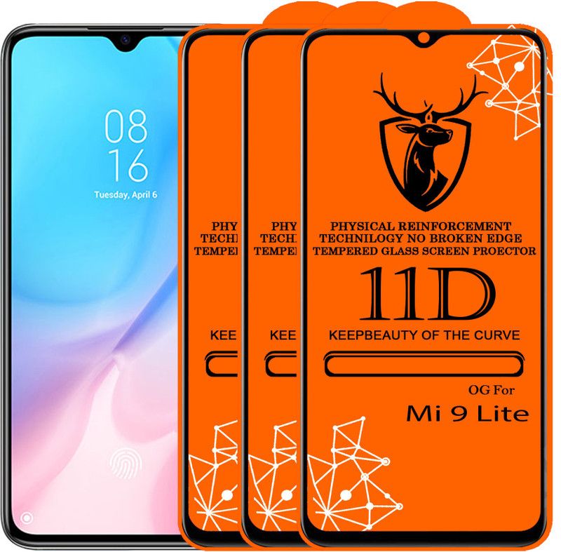 Express Buy Edge To Edge Tempered Glass for 11D Glass - Mi 9Lite  (Pack of 3)