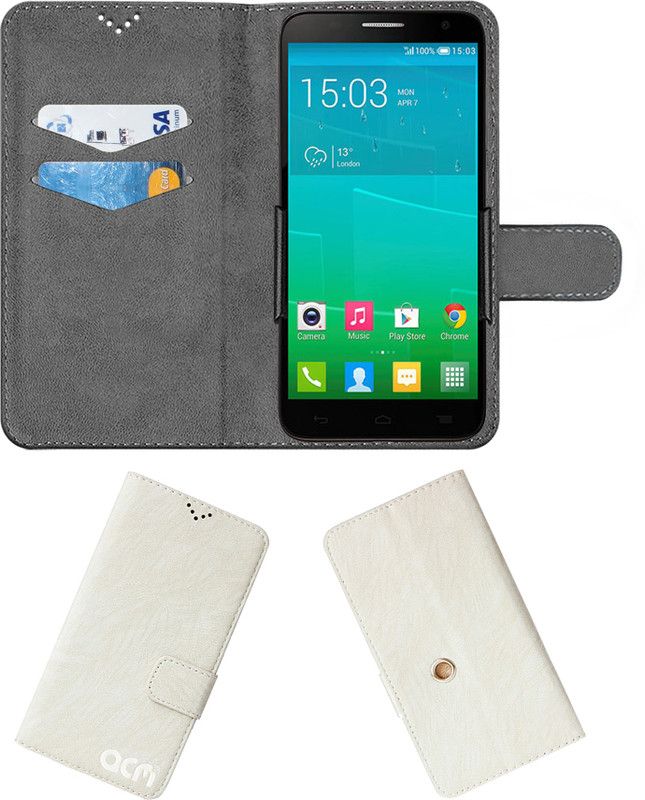 ACM Flip Cover for Alcatel Idol 2  (White, Cases with Holder, Pack of: 1)