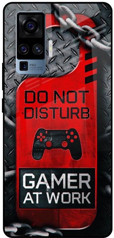 QRIOH Glass Back Cover for Vivo X50 Pro  (Black, Red, Grip Case, Silicon, Pack of: 1)