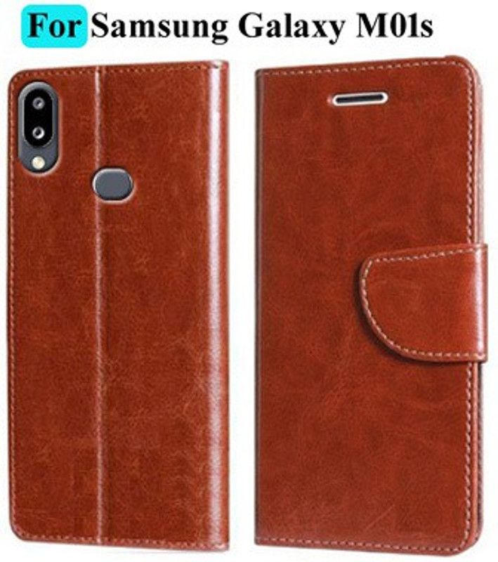 Mashgul Flip Cover for Samsung Galaxy M01s  (Brown, Shock Proof, Pack of: 1)