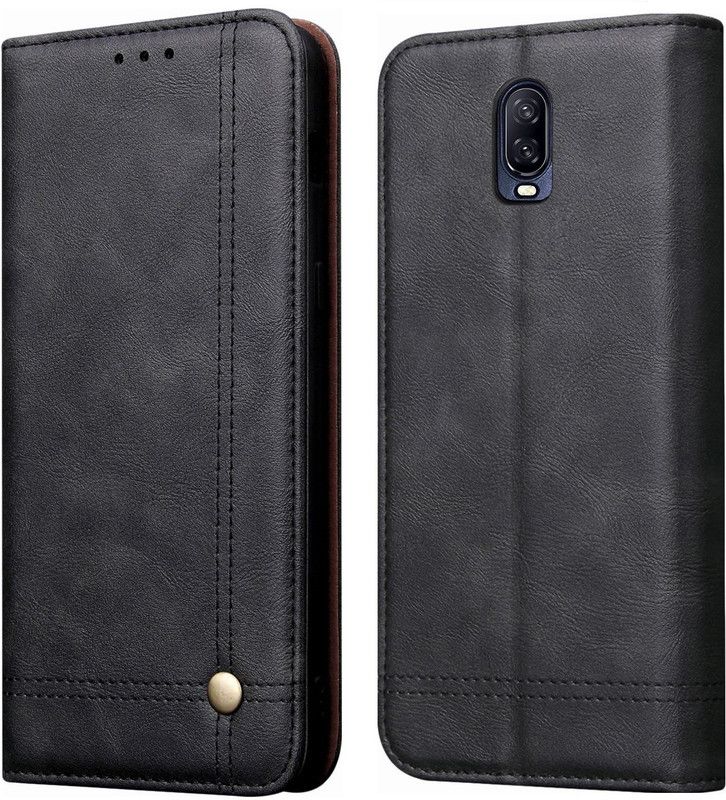 Flip Kick Stand Flip Cover for OnePlus 6T  (Black, Shock Proof, Pack of: 1)
