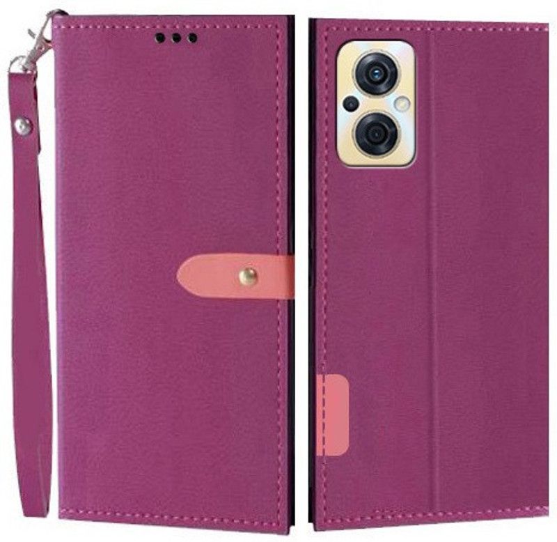 Krofty Flip Cover for OPPO F21s Pro 5G  (Pink, Cases with Holder, Pack of: 1)