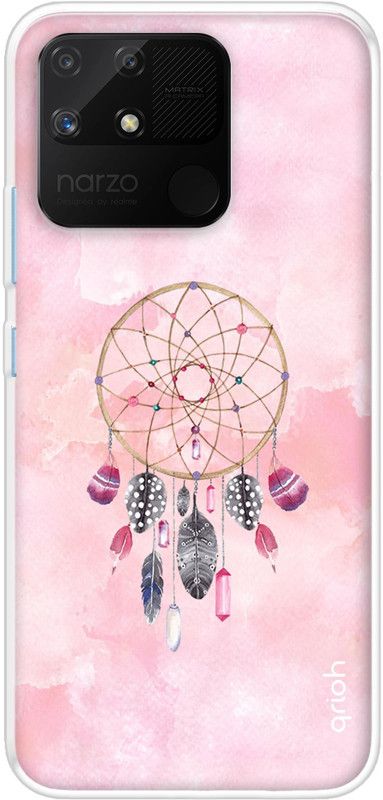 QRIOH Back Cover for Realme Narzo 50A  (Pink, Grip Case, Silicon, Pack of: 1)