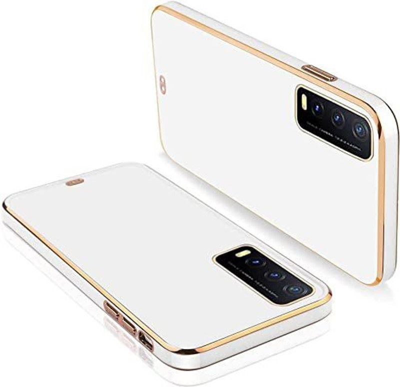 Yebhi Online Back Cover for Vivo Y51 2020 |Electroplated Silicon Golden Plating Crystal Clear Case |  (White, Grip Case, Pack of: 1)