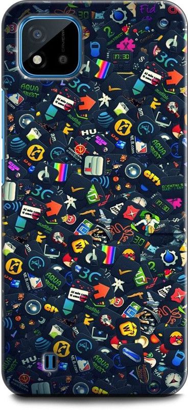 KEYCENT Back Cover for Realme C11 2021, RMX3231 LOGOS, BLACK, WHAIT, BRANDS, STICKERS, CARS LOGO  (Multicolor, Pack of: 1)