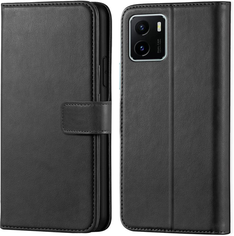 Pidgeot Wallet Case Cover for Vivo Y15S | Inside TPU with Card Pockets | Wallet Stand | Magnetic Closure |  (Black, Grip Case, Pack of: 1)