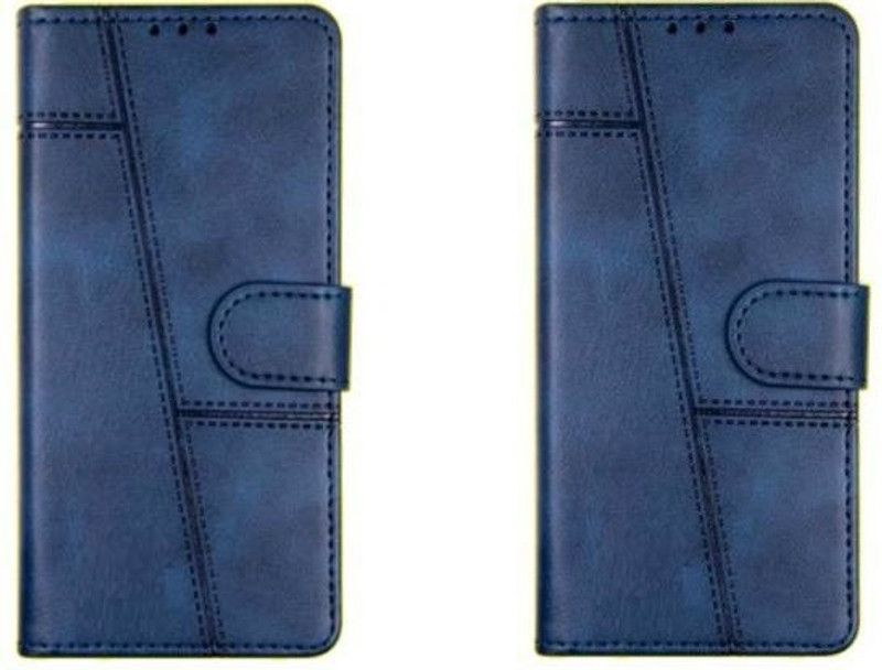 NIMMIKA ENTERPRISES Flip Cover for samsung galaxy a11/samsung galaxy m11 flip cover  (Blue, Dual Protection, Pack of: 2)