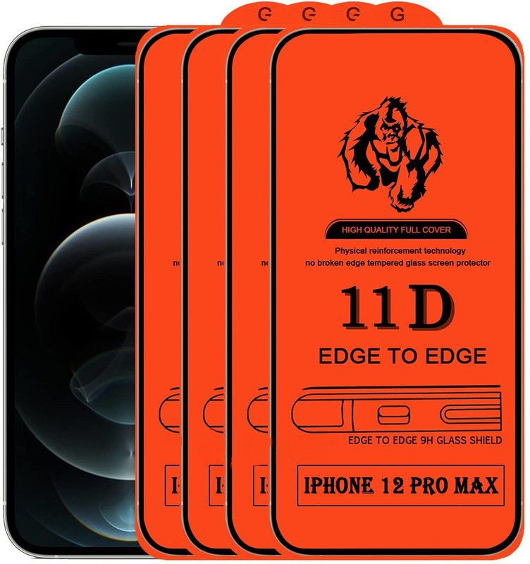 1DOLLAR Edge To Edge Tempered Glass for IPhone 12 Pro Max(Packof 4)  (Pack of 4)