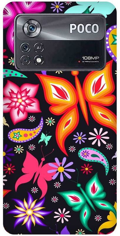 play fast Back Cover for POCO X4 Pro 5G, BUTTERFLY, COLORFUL, BUTTERFLY  (Multicolor, Hard Case, Pack of: 1)
