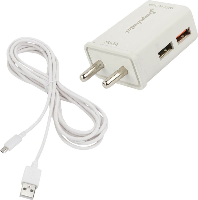 Deepsheila 5 W NA 3.4 A Multiport Mobile 3.4A. FAST CHARGER & V8 CABLE FOR MICROMAX CANVAS EXPRESS Charger with Detachable Cable  (White, Cable Included)
